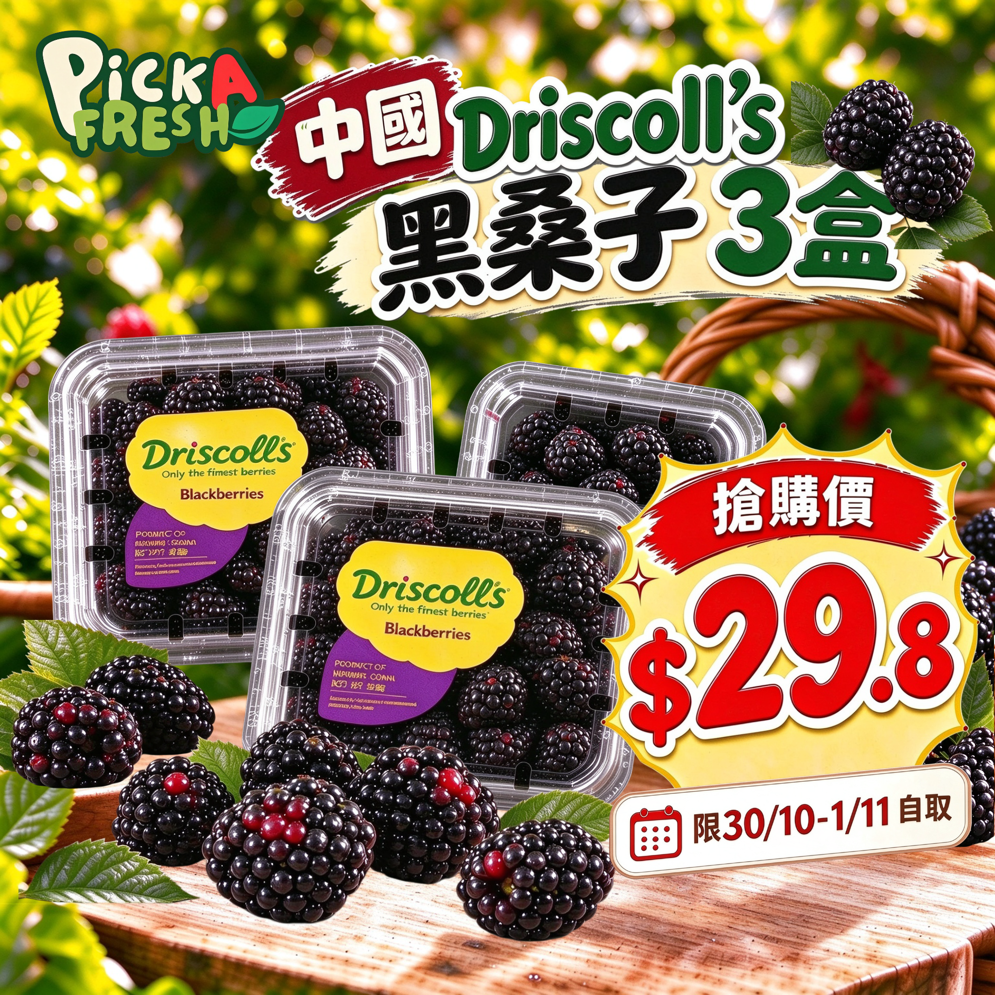 「限30/10-1/11自取 限時搶購」Driscoll's 中國黑桑子 125g 3盒
